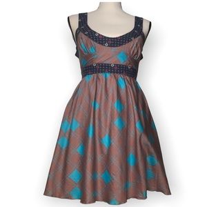 FREE PEOPLE Mauve & Aqua Patterned Dress
